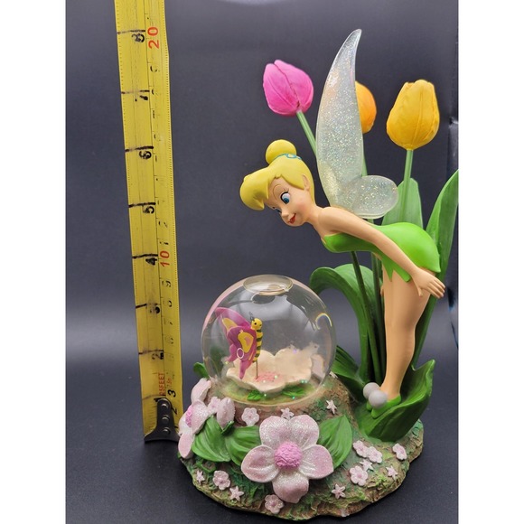 Disney Store Tinker Bell Fairy Garden Snowglobe Figure 2008 Tulips Flowers - Picture 4 of 4